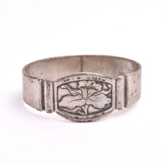 SERVETTRING SILVER MED BLOMMA, 4,9CM, BREDD: 2,1CM