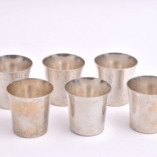 6 SUPKOPPAR I HAMRAT SILVER, 4,6CM, TILLV. RÅSTRÖMS SILVER, STOCKHOLM 1973