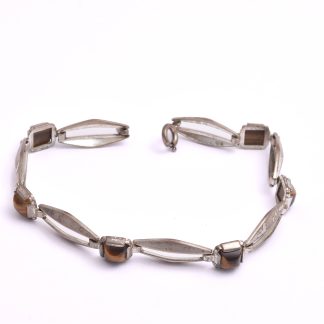ARMLÄNK SILVER M TIGERÖGON, 20CM, TILLV. KORDES & LICHTENFELS, PFORZHEIM, TYSKLAND, SVENSK IMPORT-STÄMPEL