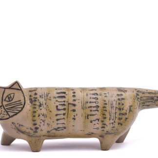 FIGUR KATT GUSTAVSBERG LISA LARSON I GLASERAT STENGODS, 32CM, ETIKETTMÄRKT GUSTAVSBERG
