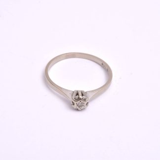 RING VITGULD M ÅTTKANT-SLIPAD DIAMANT 0,02CT, 17,75MM, SVENSK IMPORT-STÄMPEL