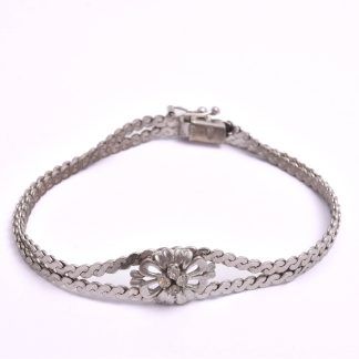 ARMLÄNK SILVER 19CM (NGT BUCKLIG) M VITA SYNTETISKA STENAR, SVENSK IMPORT-STÄMPEL
