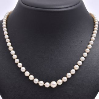 PÄRLCOLLIER 54CM DOSERAT M ODLADE PÄRLOR (3,0-7,3MM) M LÅS I SILVER M MARKASITER