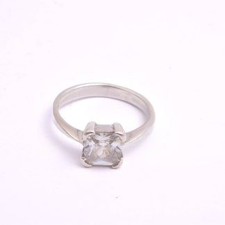 RING SILVER M VIT SYNTETISK STEN, 17,75MM