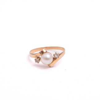 RING M PÄRLA (6,4MM) & VITA CUBIC ZIRKONIA, 17MM, FINSKA STÄMPLAR