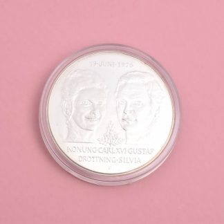 MYNT SILVER 50:- SVERIGE 1976 KUNGLIGA BRÖLLOPET, M INFORMATIONSBLAD