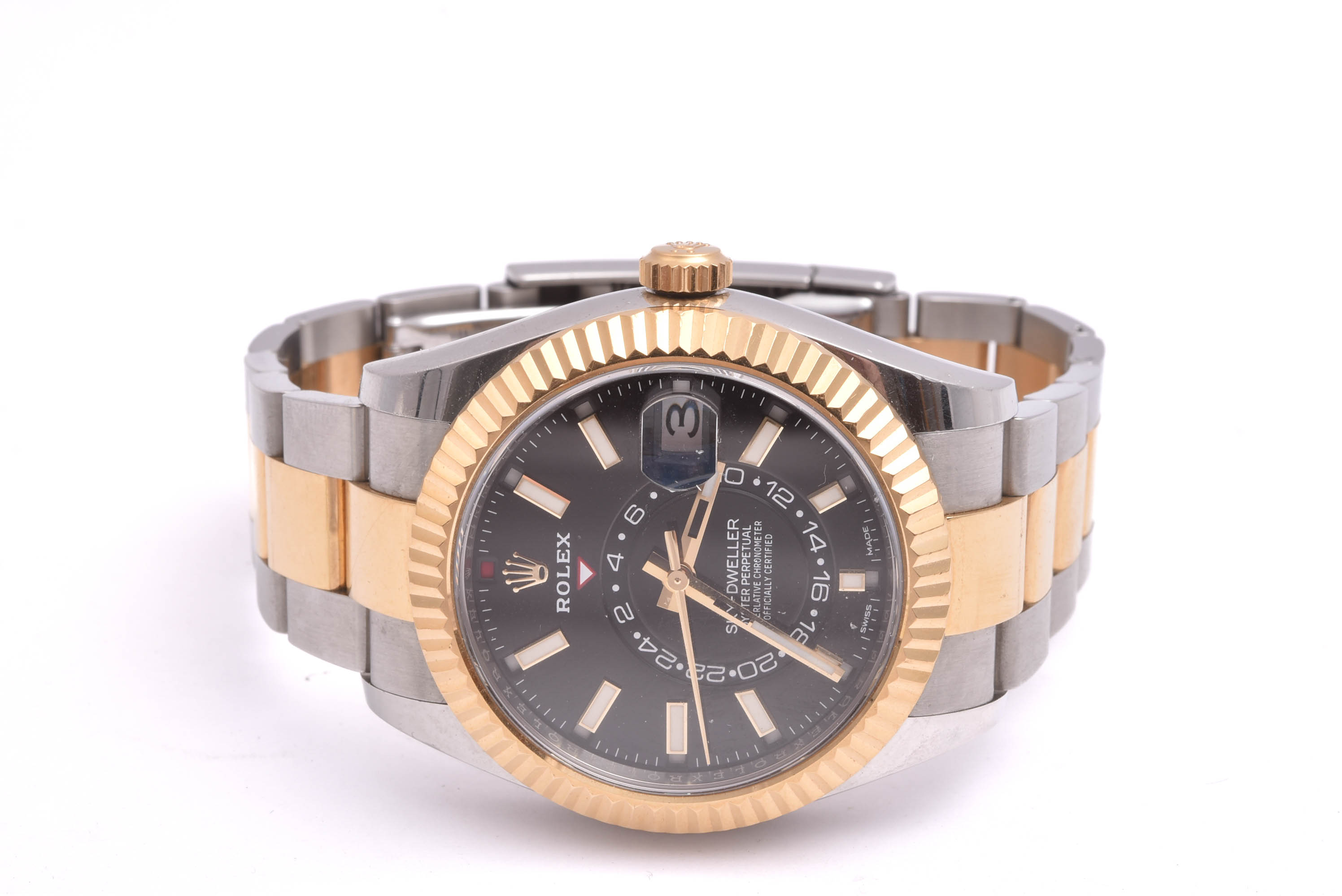HERRUR ROLEX SKY-DWELLER AUTOMATIC 42MM, MODELL: 326933, 18K & STÅL, M CERT 2019 (BOX SAKNAS)