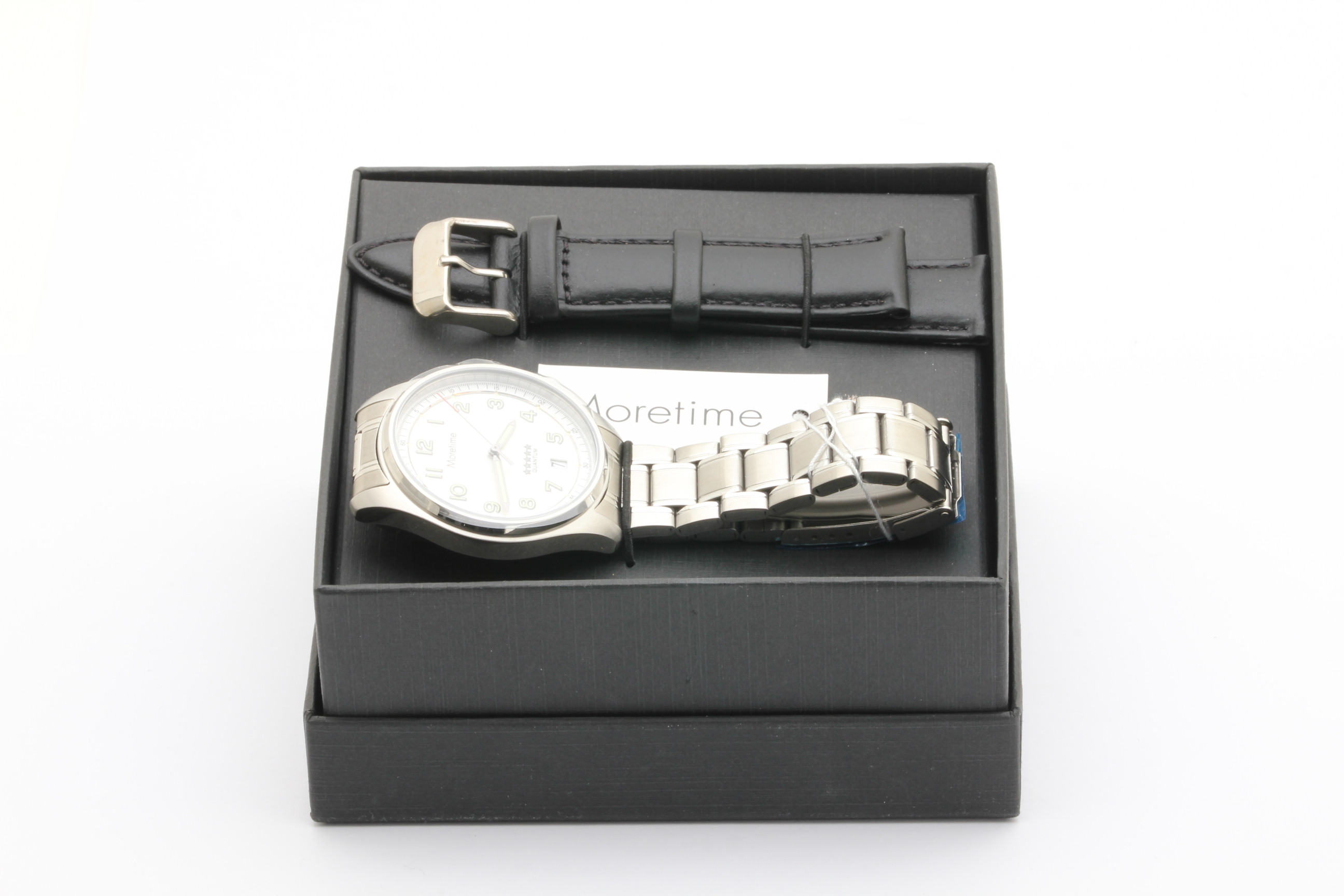 HERRUR MORETIME QUANTUM MG7163-612, ø 40MM, QUARTZ, DATUM MED STÅL OCH LÄDERLÄNK I ORIGINAL FÖRPACKNING – NYSKICK!