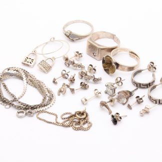 INVESTERINGS SILVER 830-925 / DEFEKTA SILVERSMYCKEN MED PRYDNADSSTENAR - TOTALVIKT: