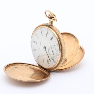 DEFEKT OCH BUCKLIGT FICKUR WALTHAM, MEKANISK, ø 49MM - 14K GULD I INNER OCH YTTERBOETTER - TOTALVIKT 85,3G