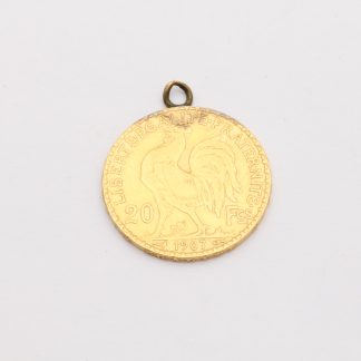 GULDMYNT FRANKRIKE 20 FRANCS 1907 LIBERTE - EGALITE - FRATERNITE - OBS! ÖGLA EJ GULD, NÅGOT MISSFÄRGAD - TOTALVIKT: