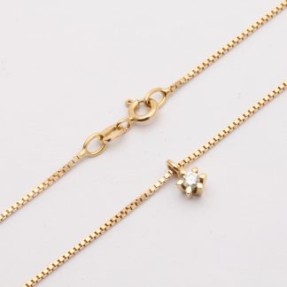 HALSSMYCKE MED DIAMANT CA 0,08CT, VENETIANSK LÄNK, 38,5CM - TILLV. BALESTRA - OBS! LITEN STORLEK, HÄNGET GÅR INTE ATT TA BORT FRÅN KEDJAN