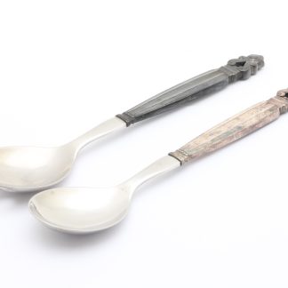 SALLADSBESTICK GEORG JENSEN, MODELL: ACORN, DESIGN: JOHAN ROHDE, CA: 24CM - DELVIS 925 SILVER & STÅL - REK. NYPRIS: 11400KR - TOTALVIKT:
