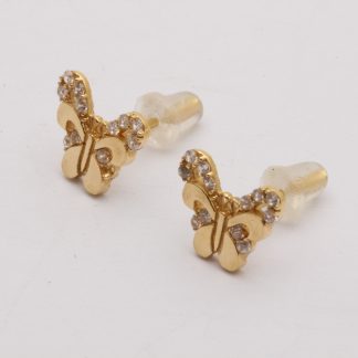 PAR ÖRHÄNGEN FJÄRILAR MED PRYDNADSSTENAR, 10x8MM, LÅS I PLAST - OBS! STÄMPLAR SAKNAS, SÄLJES SOM DEFEKT - TOTALVIKT:
