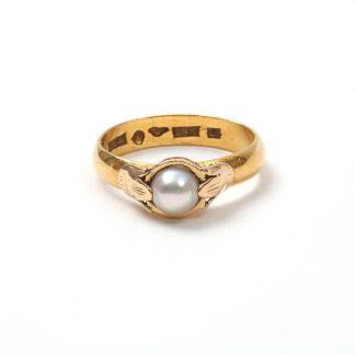 RING MED PÄRLA ÖVERDEL 18K, SKENAN I 23K, 17,5 MM
