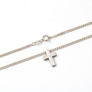 HALSKEDJA PANSAR I SILVER, L 50 CM B 2 MM HÄNGE KORS 1,5 CM
