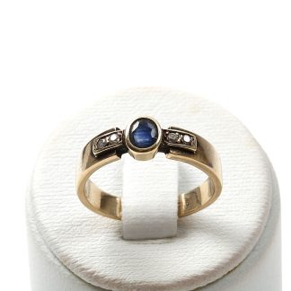 RING DIAM BLÅ STEN, SLITEN
