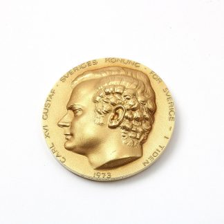 MINNESMEDALJ CARL XVI GUSTAF, 1973, TRÄ ETUI 427/600