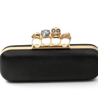 ALEXANDER MCQUEEN LONG RING CLUTCH BLACK, CA 23 CM, MED DUSTBAG I ORIGINAL KRT. 1 STEN SAKNAS.